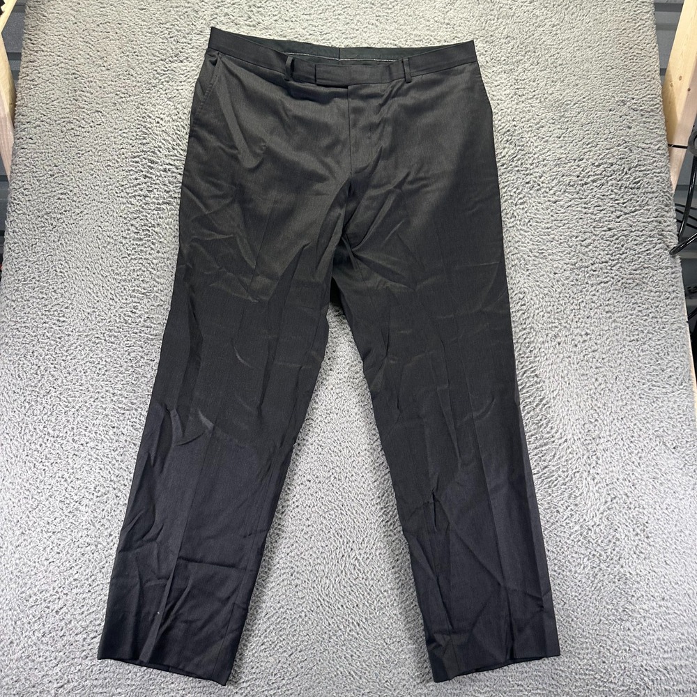 Hugo Boss Pant Men 46x34 Black Wool Dress Straight Formal Preppy Business Office